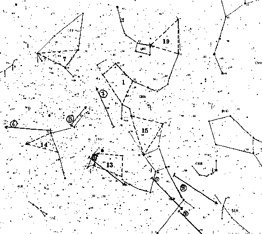 Plottings of Lyrids 2001 by visual observer Carl Johannink at Cosmos observatory, Lattrop